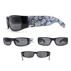 Locs Gangster Graffiti Skull Print Arm Classic Rectangular Cholo Sunglasses