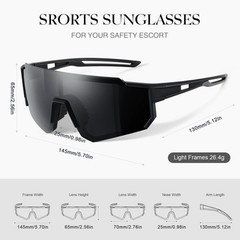 Polarized Sport Sunglasses for Men and Women, Lightweight TR90 Sun Glasses.