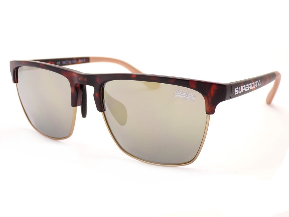 Superdry Superflux Sunglasses Unisex Brown Tortoise with Gold Mirror Lenses 102