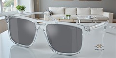 PRADA PR A22SF 19T175 Transparent Azure Grey Flash Silver 58 mm Men’s Sunglasses