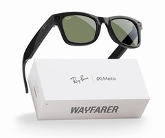 Ray-Ban Meta (Gen 1), Wayfarer, Shiny Black, Green Lenses, Smart AI Glasses