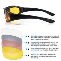 3 Pair Motorcycle Riding Glasses Padding Goggles UV Protection Dustproof Wind…