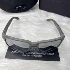 Oakley Holbrook Sunglasses Grey Woodgrain Frame Prizm Silver Polarized UV400 New