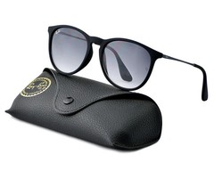 Ray-Ban Women Sunglasses RB4171 Erika Matte Black Frame Grey Gradient Lens 54mm