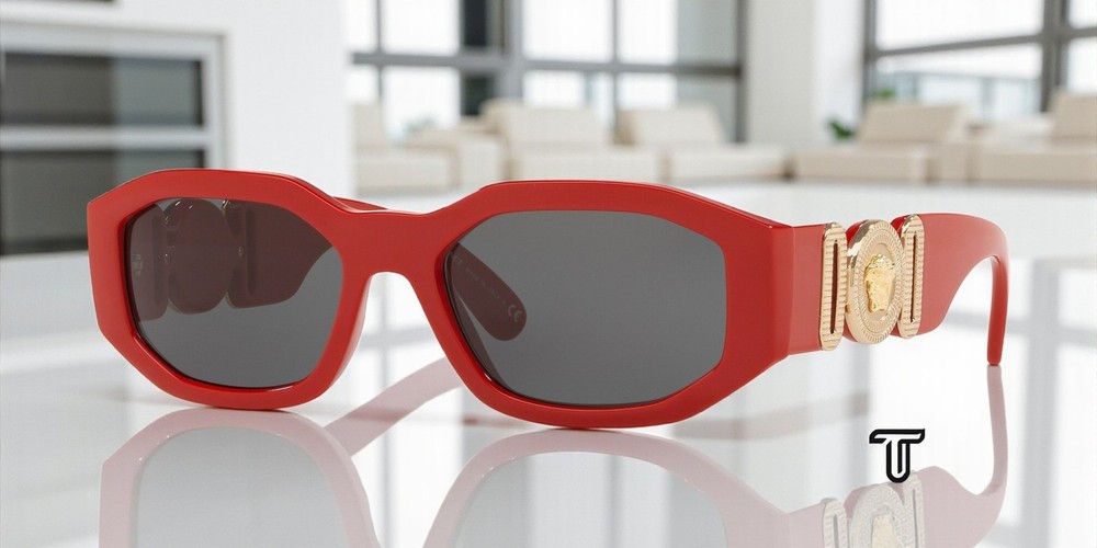 VERSACE VE4361 533087 Red Dark Grey 53 mm Men’s Sunglasses