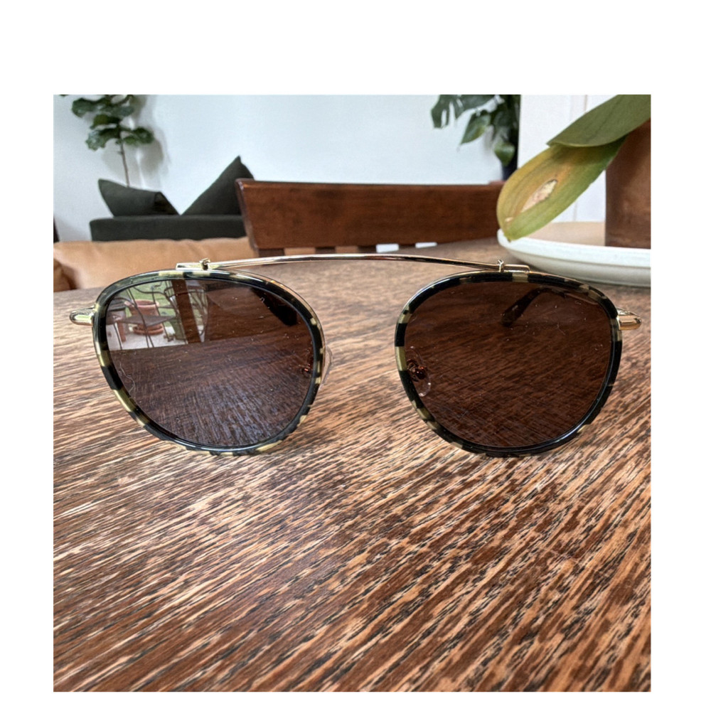 KREWE Chartres Geometric Sunglasses Tortoise Shell Frame Brown Lens Adjustable