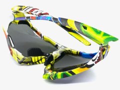 Oversize 90s RETRO SPORTY Wrap Around Style SUN GLASSES GOGGLES Blue Mirror Lens