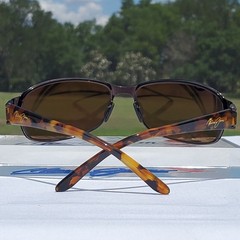 **NEW + RARE** Maui Jim “MAKENA” 244-20 Gloss Dark Brown {STAINLESS STEEL WRAPS}
