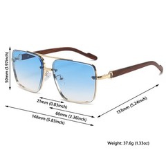 Men’s Metal Sunglasses Square Half Frame Rice Nails Casual Trend Personality