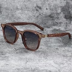 Classic Wood Grain Mirror Legs Sunglasses Men’s Small Frame Square Sun