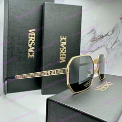 New VERSACE Sunglasses Gold Metal VE2297 100287 Greca Logo Grey Lens Retro