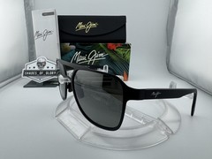 MAUI JIM 2ND REEF MJ 607-02 SATIN BLACK NEUTRAL GREY POLARIZED AVIATOR SUNGLASSE