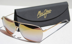 MAUI JIM Kami POLARIZED Sunglasses DGS778-05C Gold White/Silver Mirror NEW
