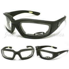 CHOPPERS BIKER WRAP GOGGLE Sunglasses FOAM PADDED LINING Soft Matt BLACK