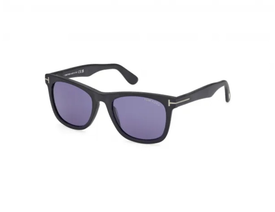 Tom Ford Kevyn TF1099 ECO 02V Matte Black Blue Lenses 52mm Sunglasses SEE DETAIL