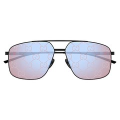 GUCCI GG1676S-005 Shiny Black/Solid Violet & Clichè Guccissima Sunglasses