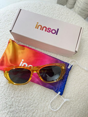 innsol unisex Round Sunglasses Yellow Plastic Frame Black Mirrored Lenses