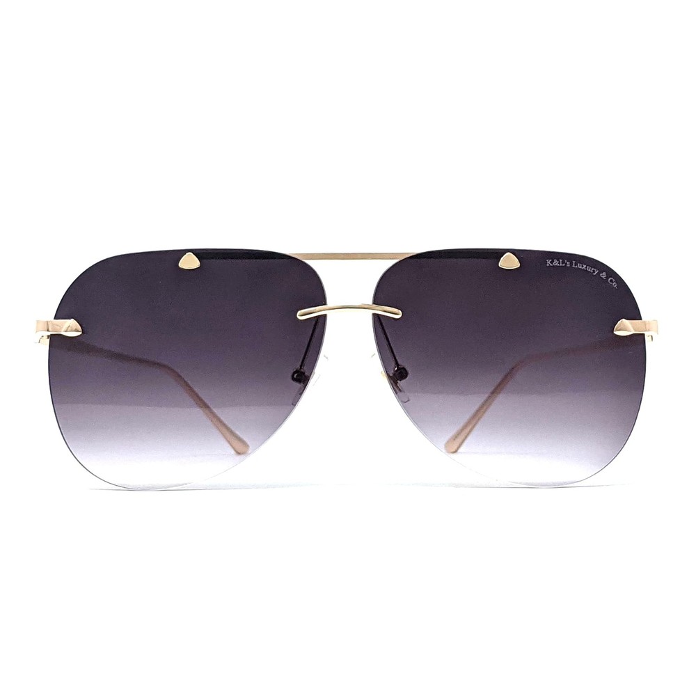K&L’s Luxury & Co. Gold Metal Alloy Aviator Sunglasses K02122021 Gradient Rim…