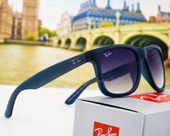 Ray-Ban Justin RB4165 Square Sunglasses Blue Rubber Grey Gradient Unisex 54mm