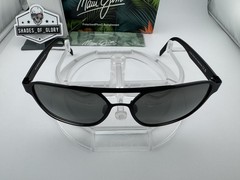 MAUI JIM 2ND REEF MJ 607-02 SATIN BLACK NEUTRAL GREY POLARIZED AVIATOR SUNGLASSE