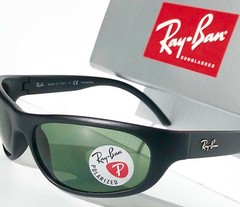 NEW* Ray Ban Sport wrap Matte Black w POLARIZED Green Lens Sunglass RB 4033