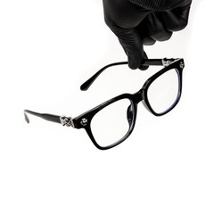 Men Women Clear Lens Designer Classic Black Silver Plated Cross Glasses