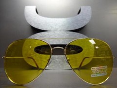 Men’s Women CLASSIC VINTAGE RETRO Style SUN GLASSES Gold Metal Frame Yellow Lens