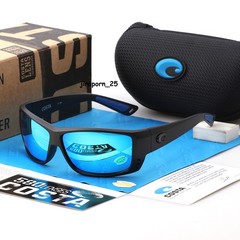 Costa Del Mar Cat Cay Sand Black Frame Blue Mirror Polarized 580P Sunglasses