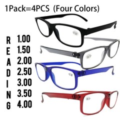 4 Pack Reading Glasses Traditional Frames in Assorted Colors for Men and Women
