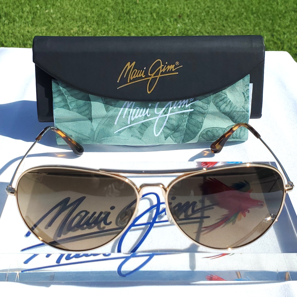 Maui Jim “MAVERICKS” 264-16 Gloss Gold Frames/ Bronze Lenses/ TITANIUM AVIATORS!