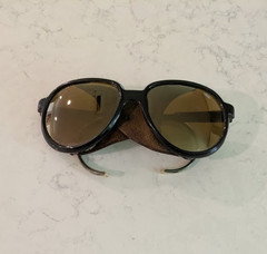 Vintage Bolle 8378 Glacier Sunglasses Leather Side Shields France Aviator Ski