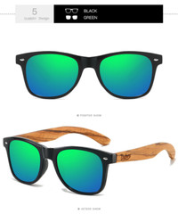 DUBERY Wood Polarized Square Sunglasses Men Women Wooden Temple Classic Glasses