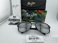 MAUI JIM 2ND REEF MJ 607-02 SATIN BLACK NEUTRAL GREY POLARIZED AVIATOR SUNGLASSE