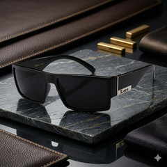 Men’s Locs Rectangular Lowrider Biker Flat Top Large Frame Bandana Sunglasses