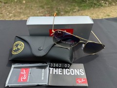 Ray-Ban RB3362 Aviator Sunglasses Gold Frame with Gradient Blue-Grey Lenses