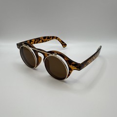 Men’s Round Retro Tortoise Shell Sunglasses Brown Plastic Frame Tinted Lenses