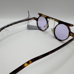 Men’s Round Tortoiseshell Brown Plastic Sunglasses Purple Plastic Lenses UV400
