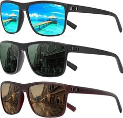 Turbopep Square Polarized Sunglasses for Men & Women, Lightweight, UV Protection