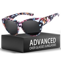 Myiaur Polarized Fit Over Glasses Sunglasses for Women, Medium, A01 Floral