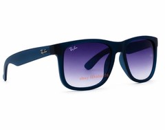 Ray-Ban Justin RB4165 Square Sunglasses Blue Rubber Grey Gradient Unisex 54mm