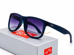 Ray-Ban Justin RB4165 Square Sunglasses Blue Rubber Grey Gradient Unisex 54mm