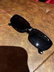 Black Rectangle Sunglasses – Plastic Frame, Tinted Black Lenses, Unisex Adults