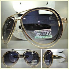 Men’s or Women CLASSIC VINTAGE RETRO Style SUN GLASSES Classy Elegant Gold Frame