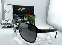MAUI JIM 2ND REEF MJ 607-02 SATIN BLACK NEUTRAL GREY POLARIZED AVIATOR SUNGLASSE