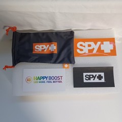 SPY Flynn 5050 Polarized Sunglasses Matte Black Happy Boost Orange Mirror New