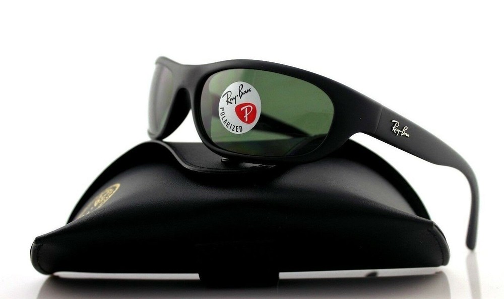 POLARIZED New RAY-BAN PREDATOR Matte Black Wrap Sunglasses RB 4033 601-S/48