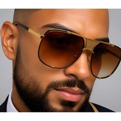 Classy Sunglasses Gold Frame Brown Lens Fashion Shades Trendy Retro Vintage Men