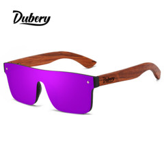DUBERY Men Women Wood Polarized Sunglasses Square Wooden Temple Flat Top Glasses