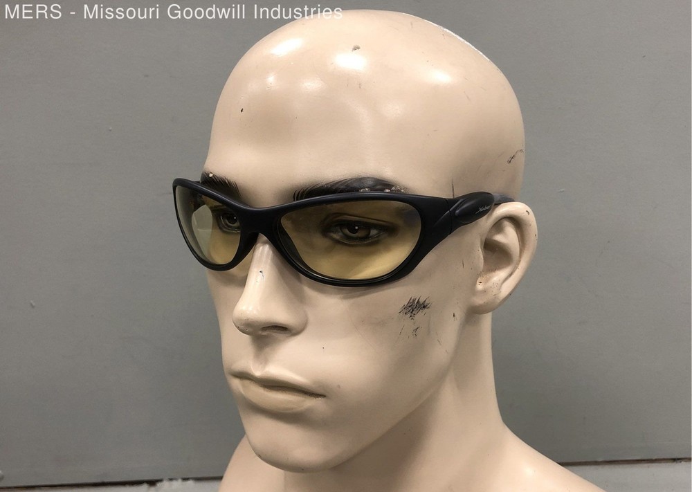 Haber Men’s Magnum Sport Wrap Sunglasses Matte Black Yellow Lens Made in Italy