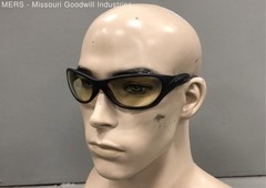 Haber Men’s Magnum Sport Wrap Sunglasses Matte Black Yellow Lens Made in Italy